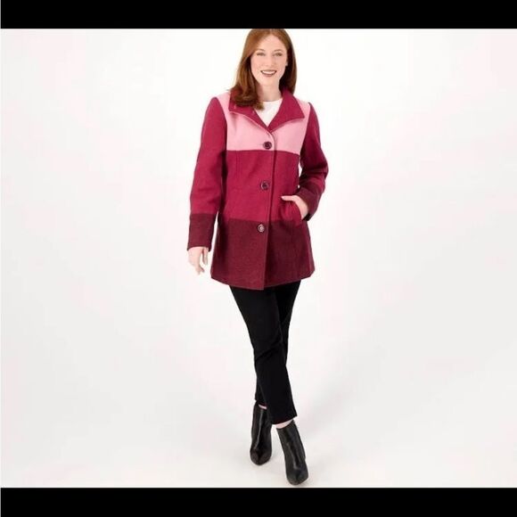 Isaac Mizrahi XXS New Faux Wool Color Block Coat‎ - Picture 1 of 7